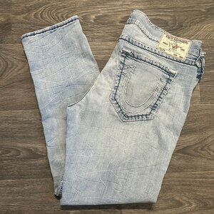 True Religion Men's 40x32 Jeans Rocco Skinny Light Wash Denim Streetwear Relaxed